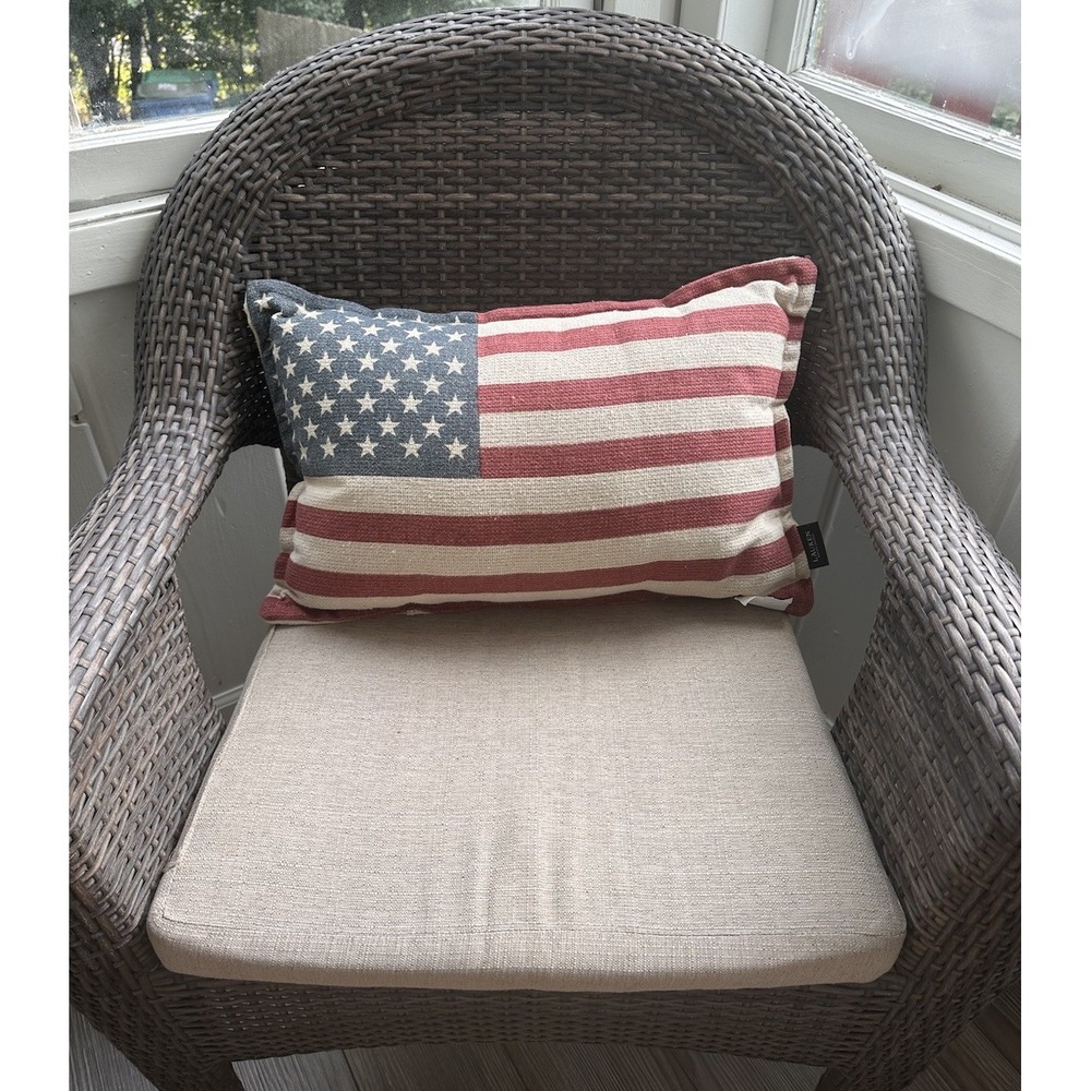Lauren Ralph Lauren American Flag Throw Lumbar Pillow Distressed Americana *READ